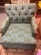 MCM Tufted Armchair with Floral Pattern