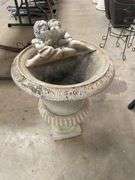 Garden Urn Planter with Cherub Decoration