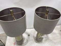 Pair of Modern Style Table Lamps with Gray Shades