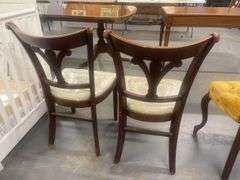 Pair of Wooden Chairs with Floral Seats