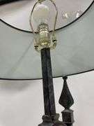Pair of Iron Finish Table Lamps with Black Shades