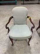 Upholstered Armchair with Carved Legs