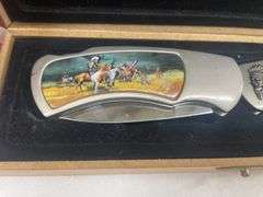 (2) Decorative Pocket Knives in Wooden Case