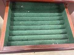 Mahogany Finished Jewelry Armoire with Drawers and Mirror