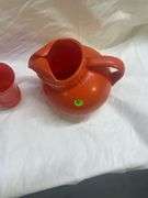 Retro Orange Glass Pitcher and (4) Tumblers