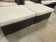 (2) Wicker Outdoor Patio Chairs with Ottomans