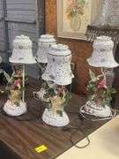 (4) Porcelain Hummingbird Accent Lamps, Works