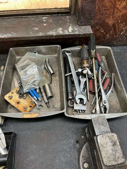 (5) Metal Trays with Contents