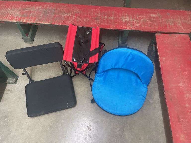 (2) Stadium Seats and (1) Folding Stool