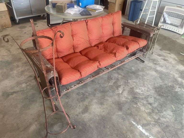 Vintage glider, plant stand and magazine rack image