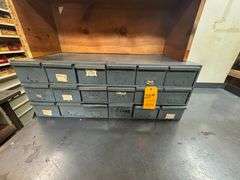 Metal Table, Metal Cabinet, Wood Shelf