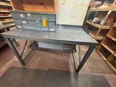Metal Table, Metal Cabinet, Wood Shelf