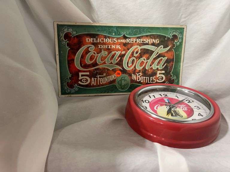 Coca-Cola Advertising Sign and Clock image