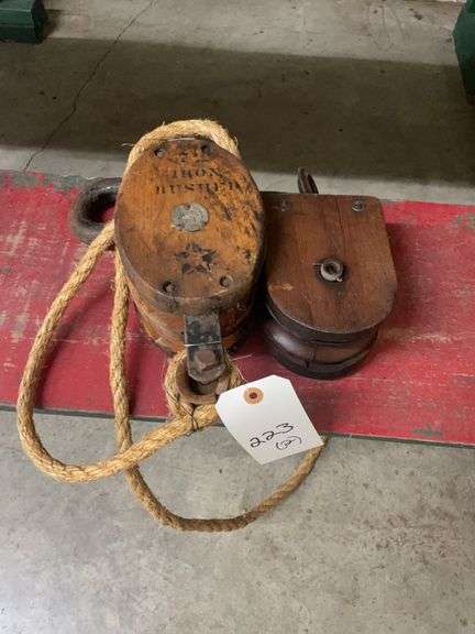 Two Wooden Block and Tackle Pulleys image