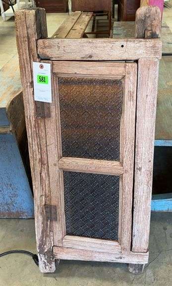Rustic Wooden Shutter with Textured Glass Door image