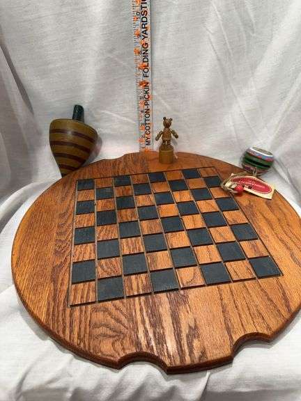 Checkerboard Set with Spinning Top and Figurine image