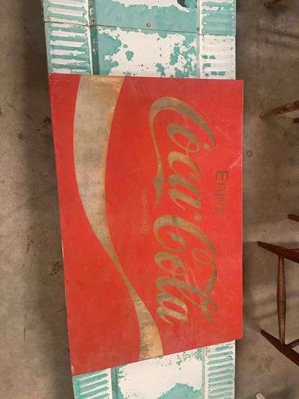 Large Coca-Cola Advertising Sign with Buy Sell Trade Lettering