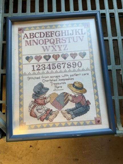 Framed Cross Stitch ABC and Numbers image