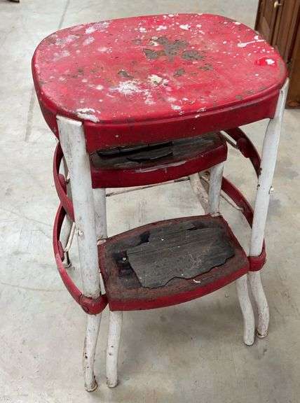 Red and White Step Stool image