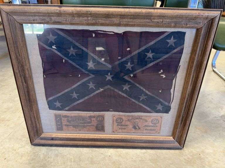 Framed Confederate Battle Flag with Currency image