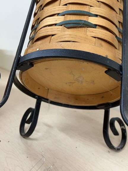 Woven Basket on Metal Stand