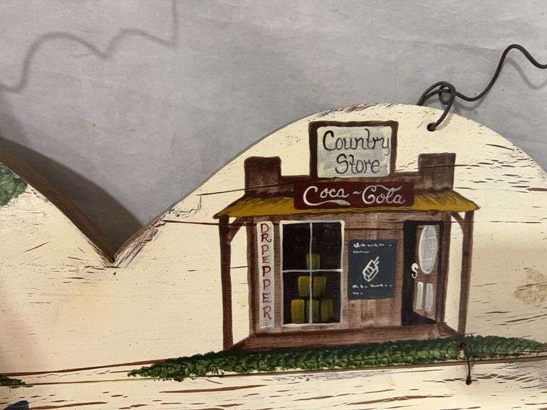 Coca-Cola Bicycle Figurine and Welcome Sign