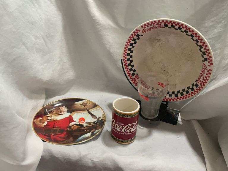 Coca-Cola Collectible Plate, Glass, and Mug Set image