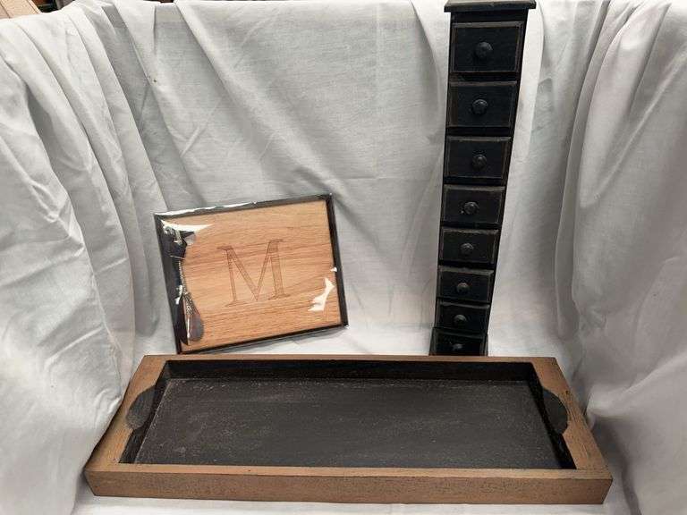 Assorted Home Decor Lot: Cheese Board, Drawer Organizer & Tray image
