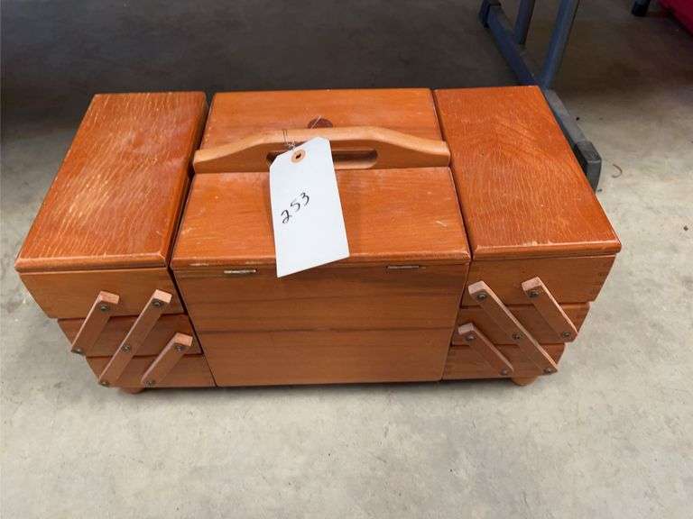Wooden Sewing Box with Supplies image