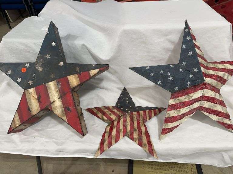 Set of Three American Flag Style Star Decorations image