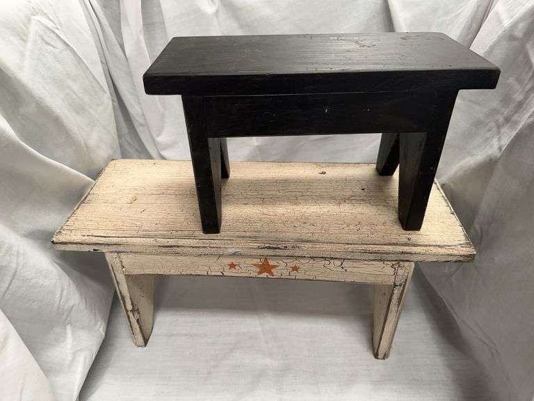 Two Small Painted Foot Stools image