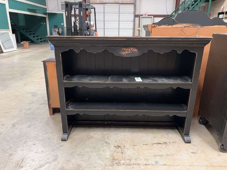 Black Painted Display Shelf with Two Shelves image