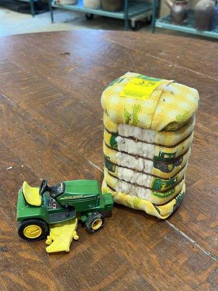 John Deere Toy Lawn Tractor and Cotton Bale Decoration