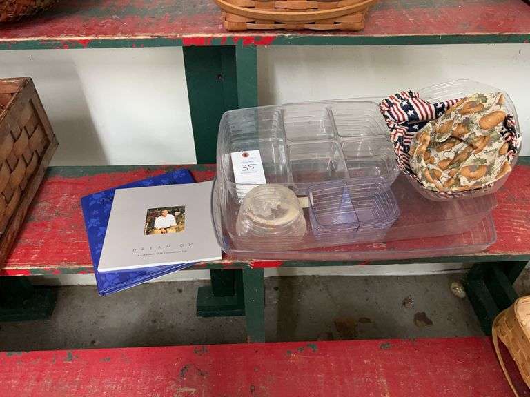 Assorted Collection: Longaberger Book, Plastic Organizers, Bowl Covers