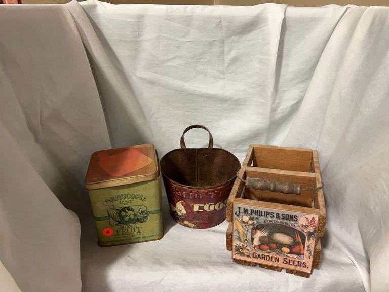 Vintage Style Advertising Tins & Seed Caddy