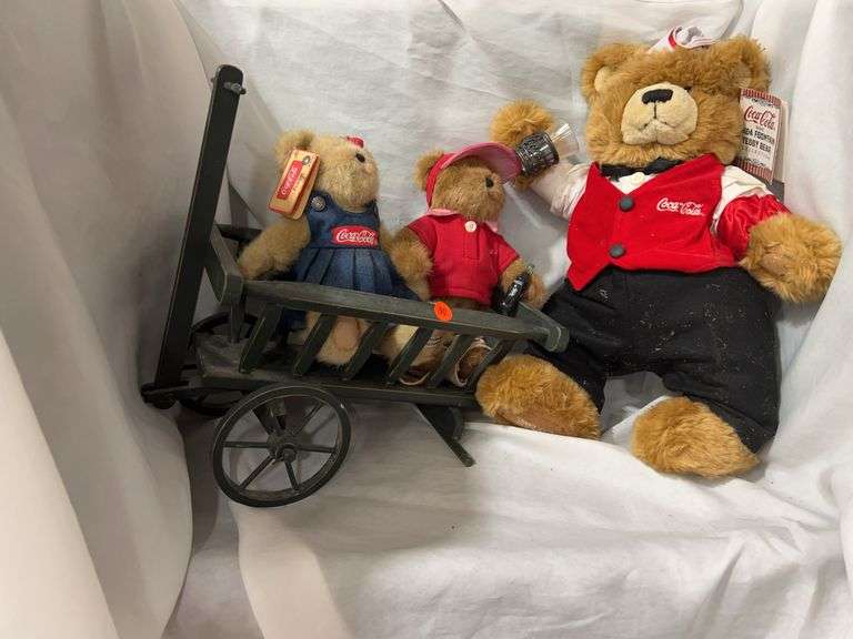 Coca-Cola Soda Fountain Teddy Bear Collection with Boyd's Bears and Cart image