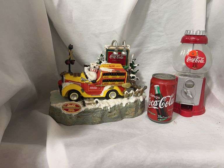 Coca-Cola Collectibles: Musical Polar Bear Truck, Gumball Machine, and Can