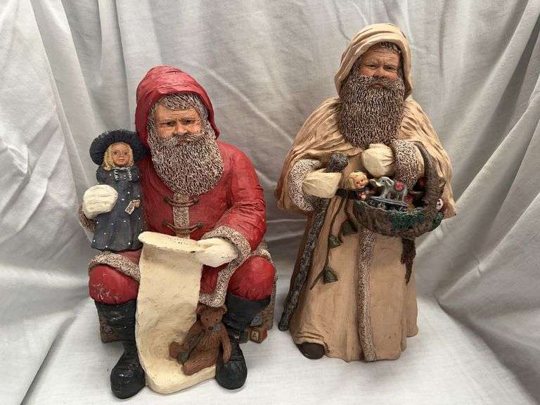 Two M. Holcombe Father Christmas Figures - 1988 image