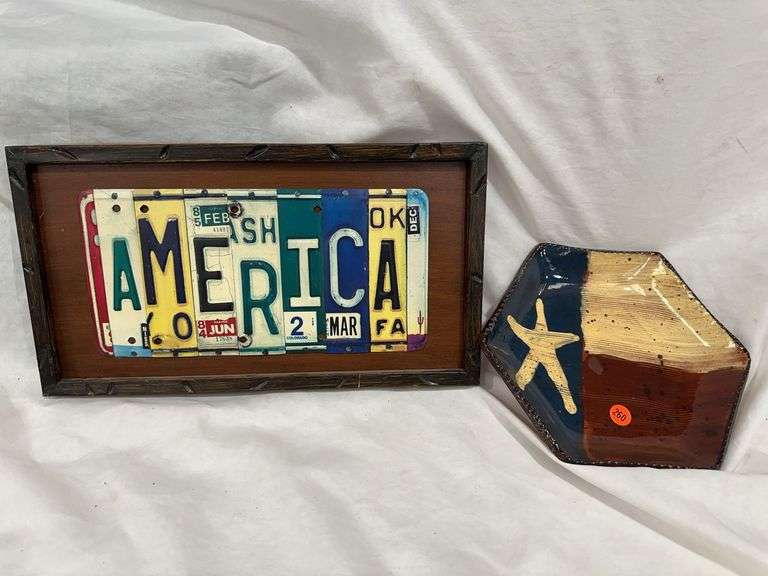 Framed License Plate Art and Texas Star Bowl image