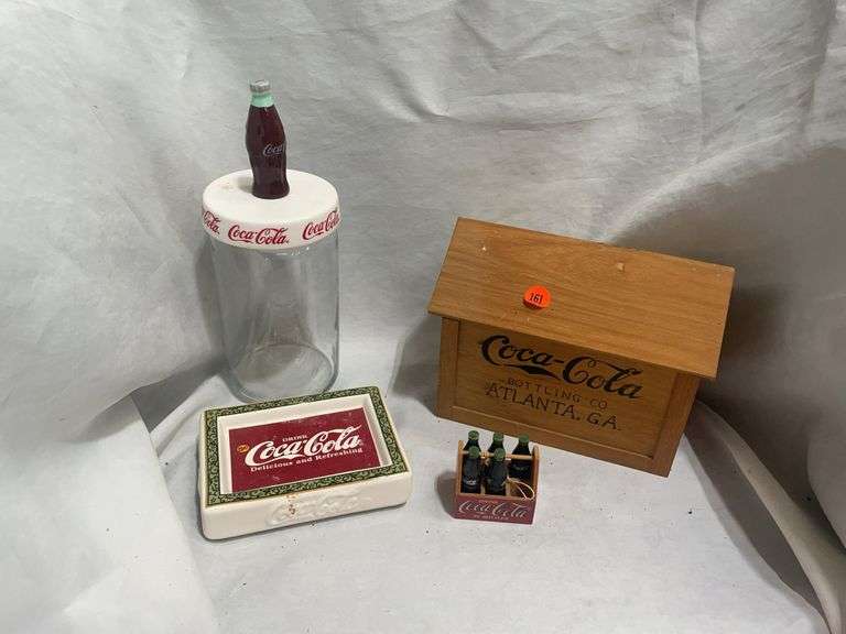 Coca-Cola Collectibles: Jar, Soap Dish, Wooden Crate, and Miniature Bottles
