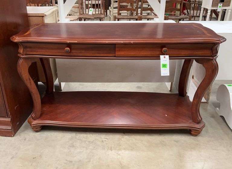 Mahogany Console Table with Two Drawers and Lower Shelf image