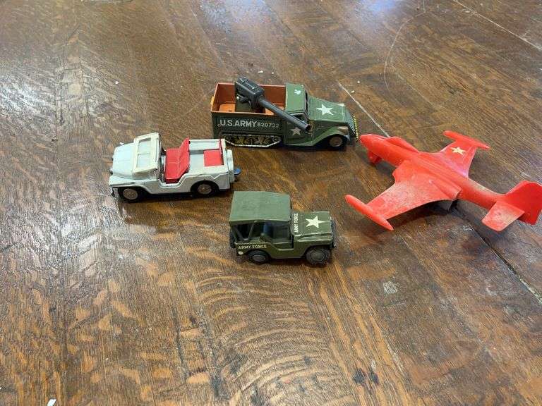 Lot of Toy Military Vehicles and Jet