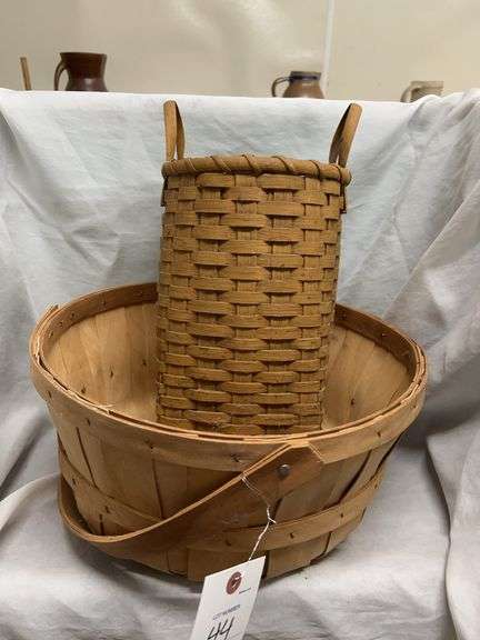 Set of Two Woven Wood Baskets