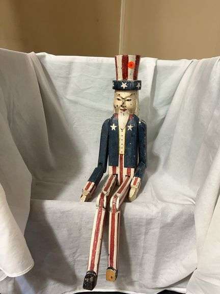 Hand Carved Folk Art Uncle Sam Figure