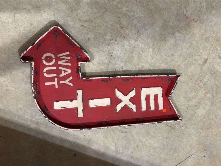 Exit Way Out Metal Arrow Sign