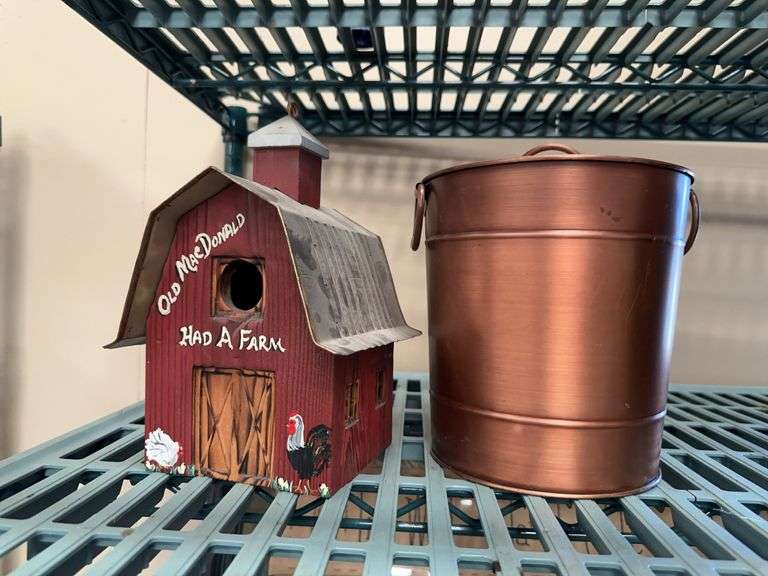 Old MacDonald Had a Farm Birdhouse and Copper Color Metal Bucket image
