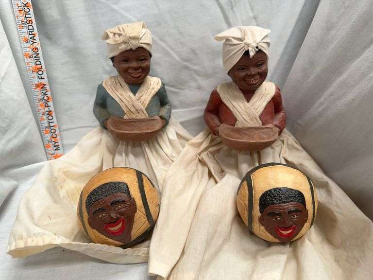 Pair of Martha Holcombe Sculptures and Briere Folk Art Roly Poly Balls image