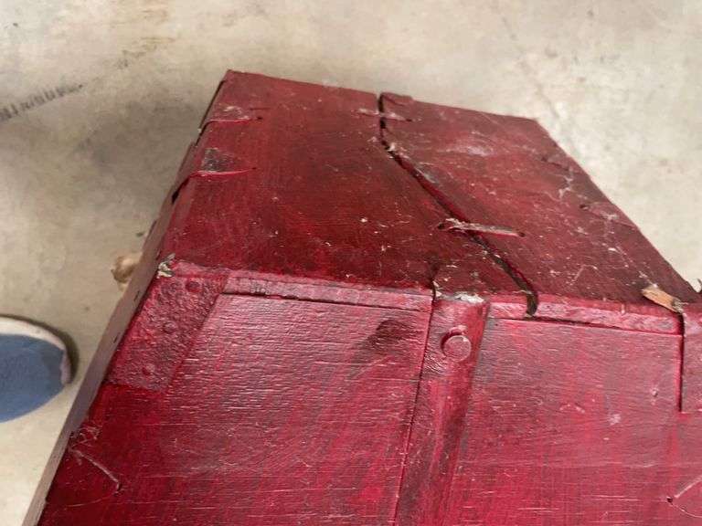 Red Painted Wooden Bucket