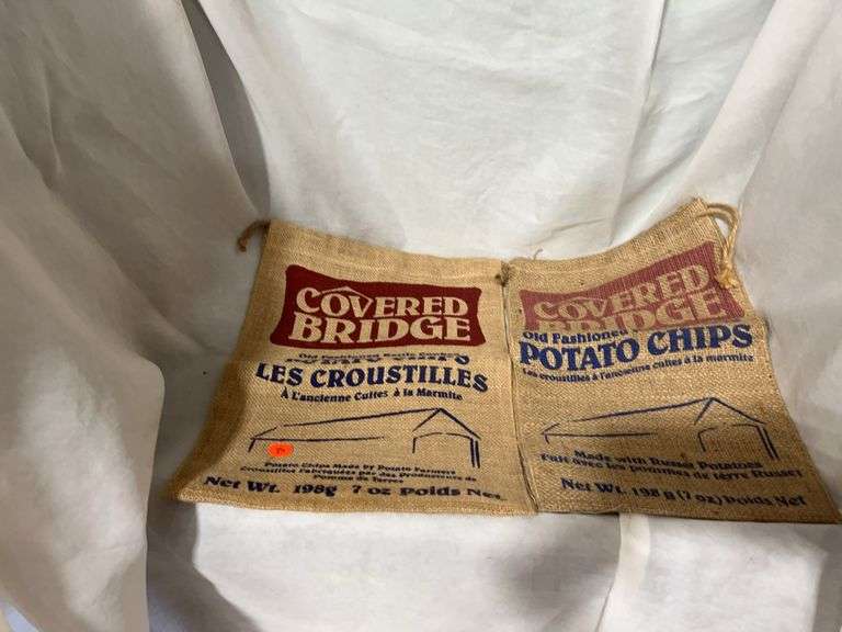 Covered Bridge Potato Chip Burlap Bags (Set of 2)