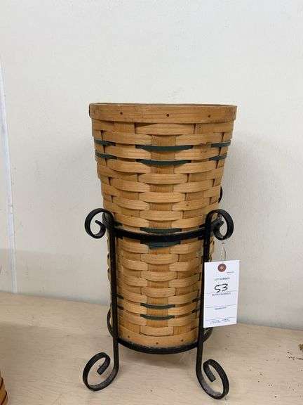 Woven Basket on Metal Stand